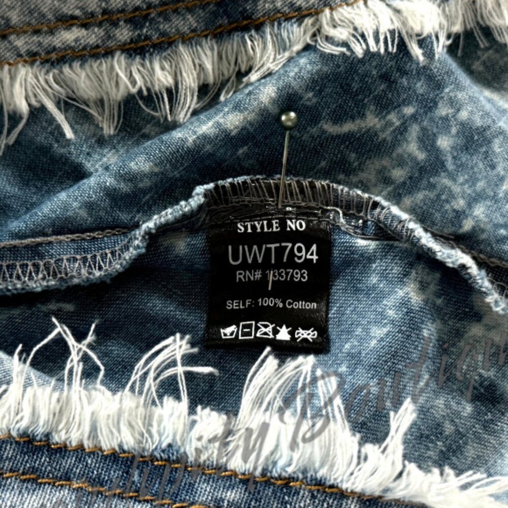 POL Acid Denim Lace Patchwork Button Up Oversized Cami Strap Babydoll Top - Picture 9 of 11